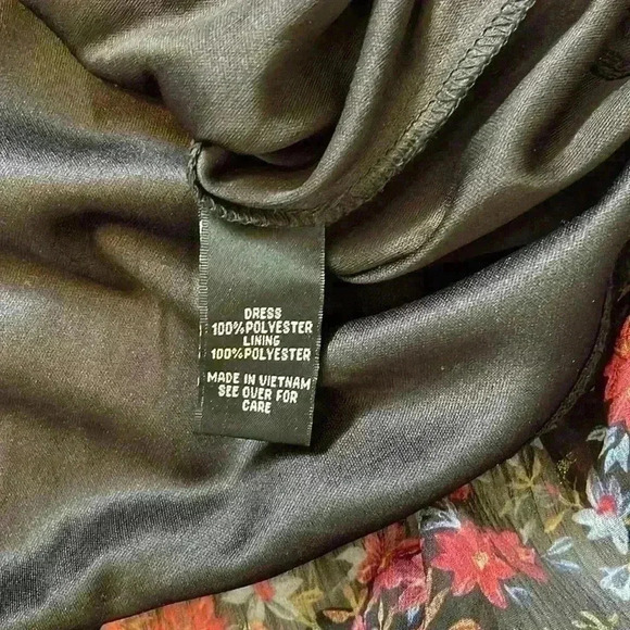 BCX dress black ruffled metallic sheer lined - Picture 5 of 7